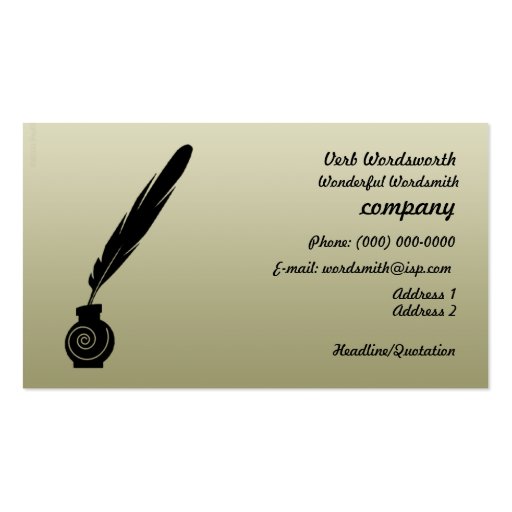 Quill and Ink Writers Business Profile Card Business Card (front side)