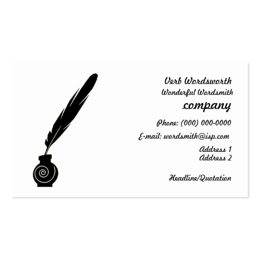 Quill and Ink Writers Business Profile Card Business Card Templates (front side)