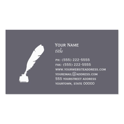 Quill Pen and Ink Bottle Business Card (front side)