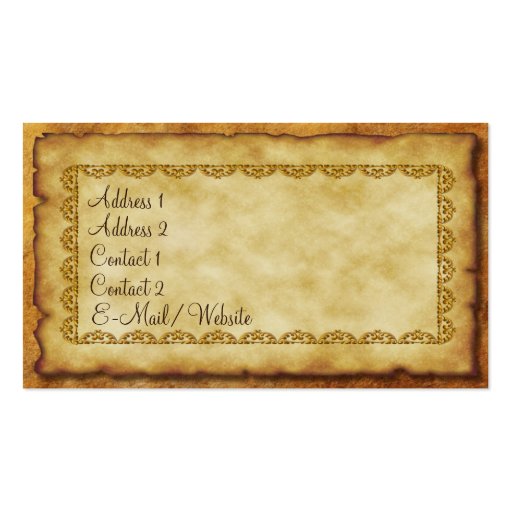 Quill Pen and Parchment Business Card (back side)