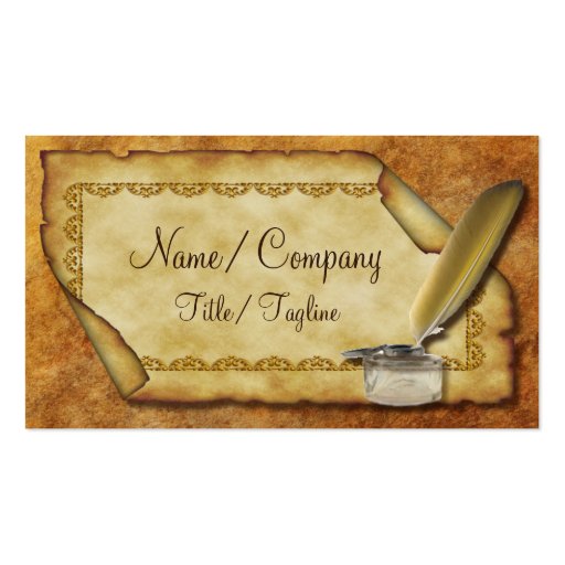 Quill Pen and Parchment Business Card (front side)