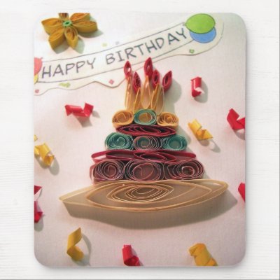 Quilling Birthday Cake Mouse Pad by sorbetlove