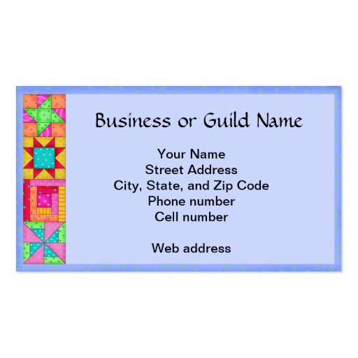 Quilt Block Art Periwinkle Lavender  Business Card (back side)