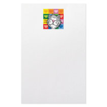 Quilt of Hearts Cat Stationery