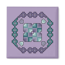 Quilt Square Cross Stitch Magnet by ingasi Quilt Square Cross Stitch Magnet