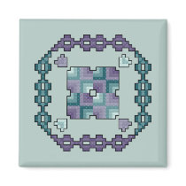 Quilt Square Cross Stitch Magnet by ingasi Quilt Square Cross Stitch Magnet