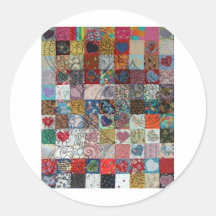 quilt with hearts round sticker