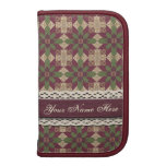 Quilted Green Burgundy Star Folio Planner