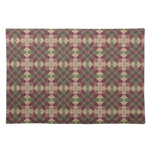 Quilted Green Burgundy Star Place Mat