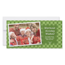Quilted Green Holiday Photocard Personalized Photo Card