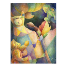 Quilted Stuffed Animals Postcard