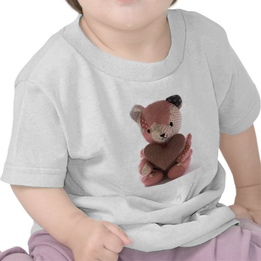 quilted teddy bear with calico heart infant shirt
