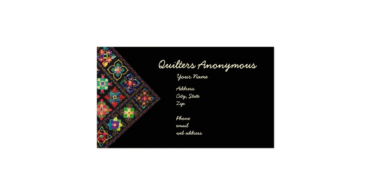 Quilters Anonymous Business Card Zazzle