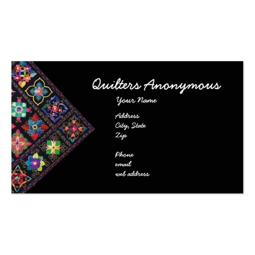 Quilters Anonymous Business Card (front side)