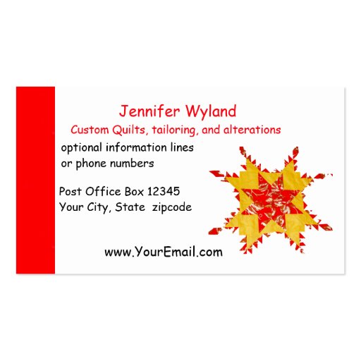 Quilting, Alterations, Crafts, Sewing Business Cards (front side)