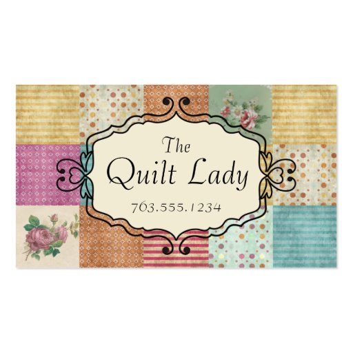 Quilting patchwork grunge quilter sewing gift card business card (front side)