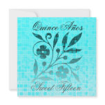Quince Años Sweet Fifteen Invitation Blue Flower