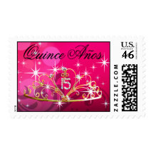 Quince Anos Tiara 15 fuschia Postage Stamp