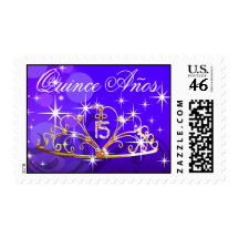 Quince Anos Tiara 15 royal blue Stamp
