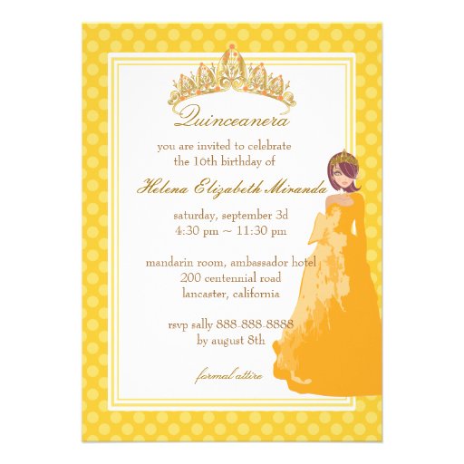 Quince/Sweet 16/ princess/polka dots Custom Invitation