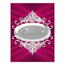 Quinceanera 15 Birthday Party Silver Pink Glitter Custom Invitation