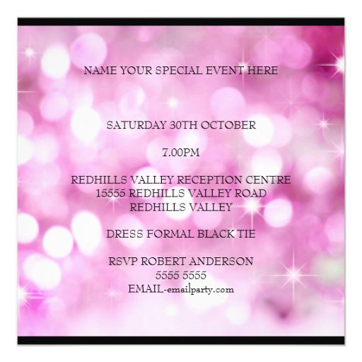 QUINCEANERA 15 Black Pink Dress Bubbles 2 Invite