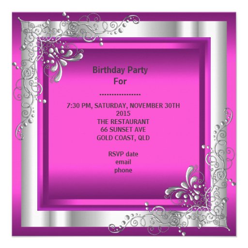Quinceanera 15 Pink Silver Tiara Eiffel Tower Announcements