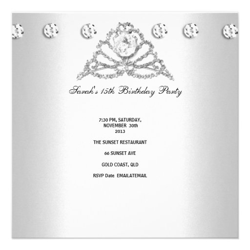 Quinceanera 15 Tiara Teal Blue Silver White Invites
