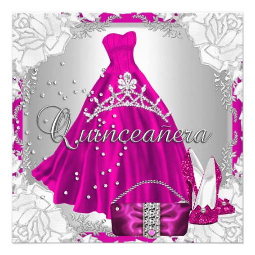 Quinceanera 15th 15 Birthday Pink Dress Shoes Custom Announcement