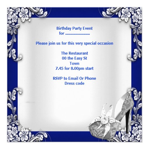 Quinceanera 15th Birthday Dark Blue Dress Gown Personalized Announcement