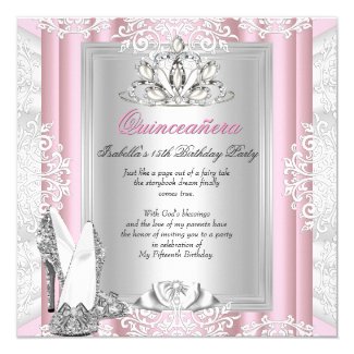 Quinceanera 15th Birthday Party Light Pink Shoes Invitation