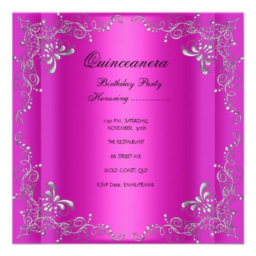 Quinceanera 15th Birthday Party Masquerade Pink Invites