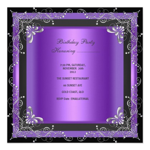 Quinceanera 15th Birthday Party Masquerade Purple Invite