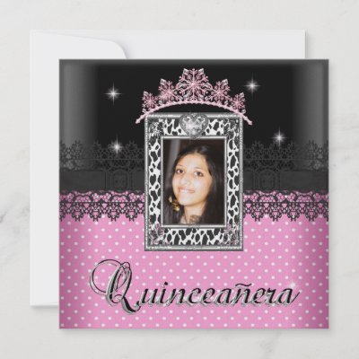 Pink Party Dress on Quinceanera 15th Birthday Party Pink Black Cow Invitation