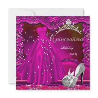 Quinceanera 15th Birthday Party Pink Dress zazzle_invitation
