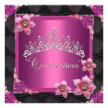 Quinceanera 15th Birthday Party Pink Tiara Button Personalized Invite
