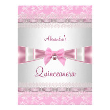 Quinceanera 15th Birthday Party Pink White Floral Personalized Announcements