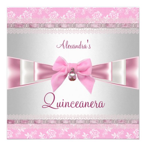 Quinceanera 15th Birthday Party Pink White Floral Announcement
