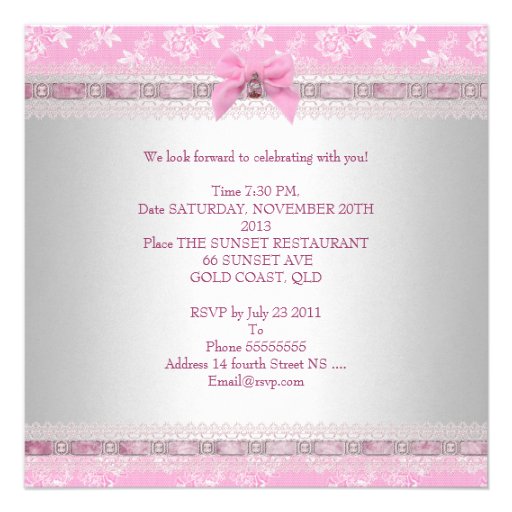 Quinceanera 15th Birthday Party Pink White Floral Announcement