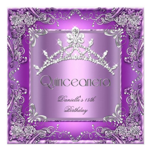 Quinceanera 15th Birthday Party Purple 2 Personalized Invitations