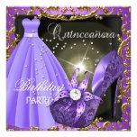 quinceanera 15th Birthday Party Purple Dress Gown Invitation