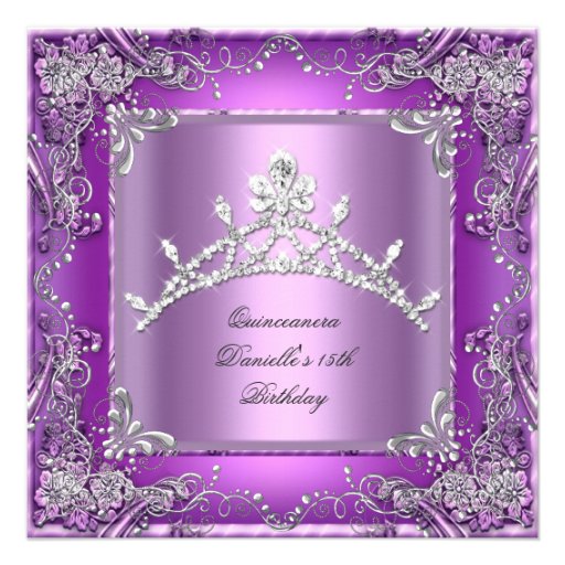 Quinceanera 15th Birthday Party Purple Personalized Announcements