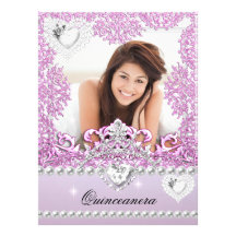Quinceanera 15th Birthday Pink Lilac Silver White Custom Invitations