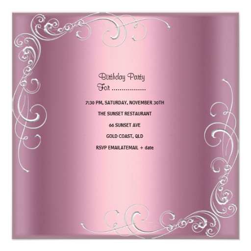 Quinceanera 15th Birthday Pink Silver Star Custom Invitations