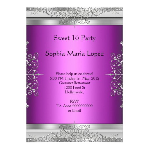 Quinceañera 15th Birthday Purple Silver Tiara Announcement