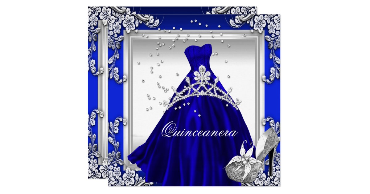 Quinceanera 15th Birthday Royal Blue Dress Gown Card Zazzle