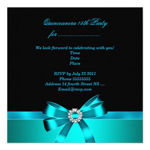 Quinceanera 15th Birthday Zebra Blue Black Tiara Custom Invite