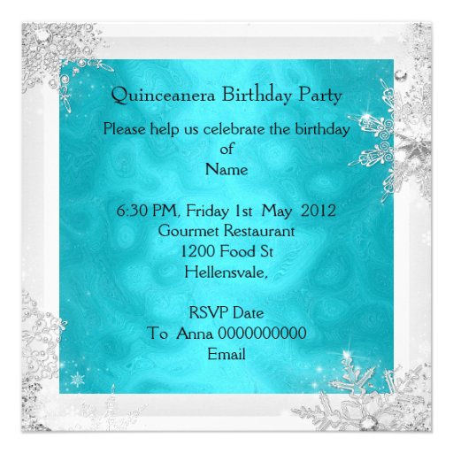 Quinceanera 15th Elite Elegant Birthday Party Announcement