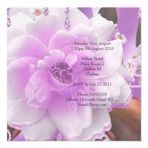 Quinceanera 15th Lilac Pink Floral White Invitations