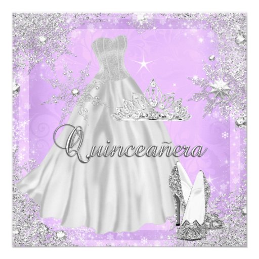 Quinceanera 15th Lilac Silver Birthday Party Announcements